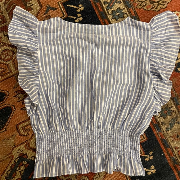 Madewell Flutter-Sleeve Smocked Top in Stripe XS - Picture 3 of 11